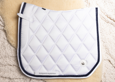'The Duchess' White Saddle Pad - Navy Jewel