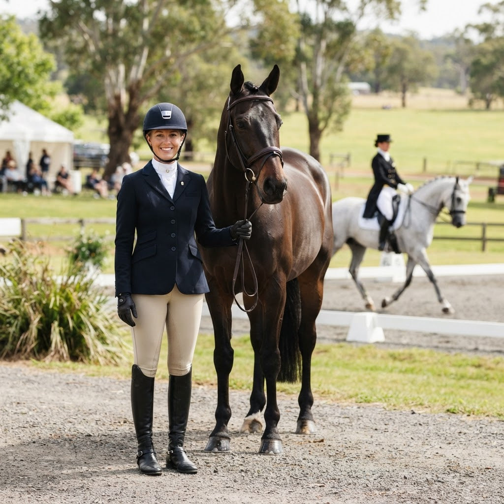 Australian show jumping and dressage competition rider with horse