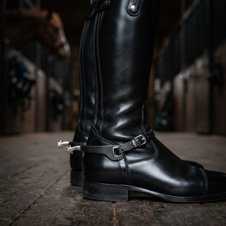 Freejump Spur'One carbon fibre horse spurs on riding boots