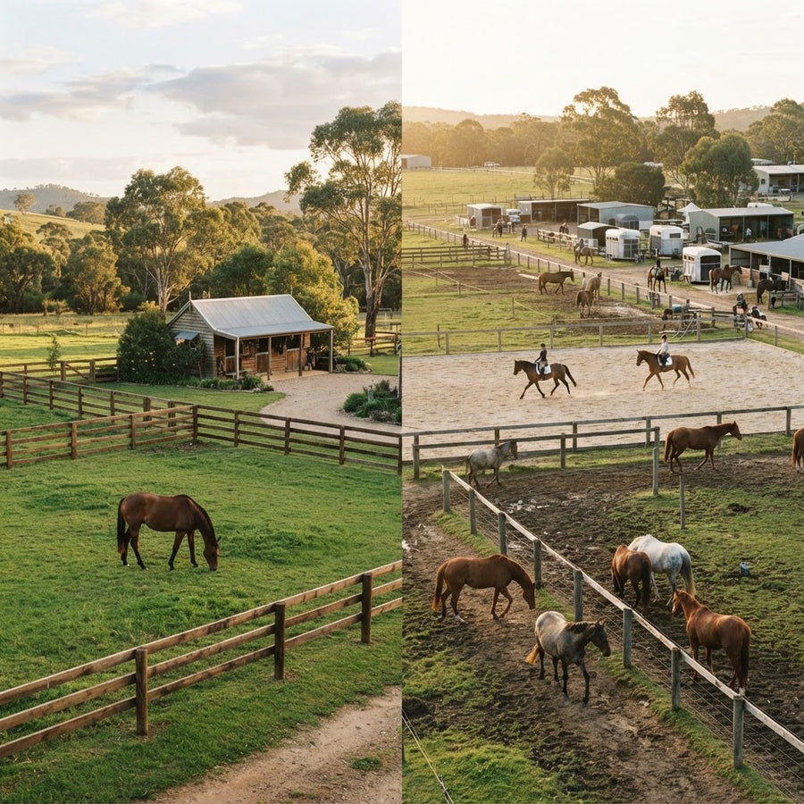 Horse agistment vs keeping a horse at home in Australia — property comparison