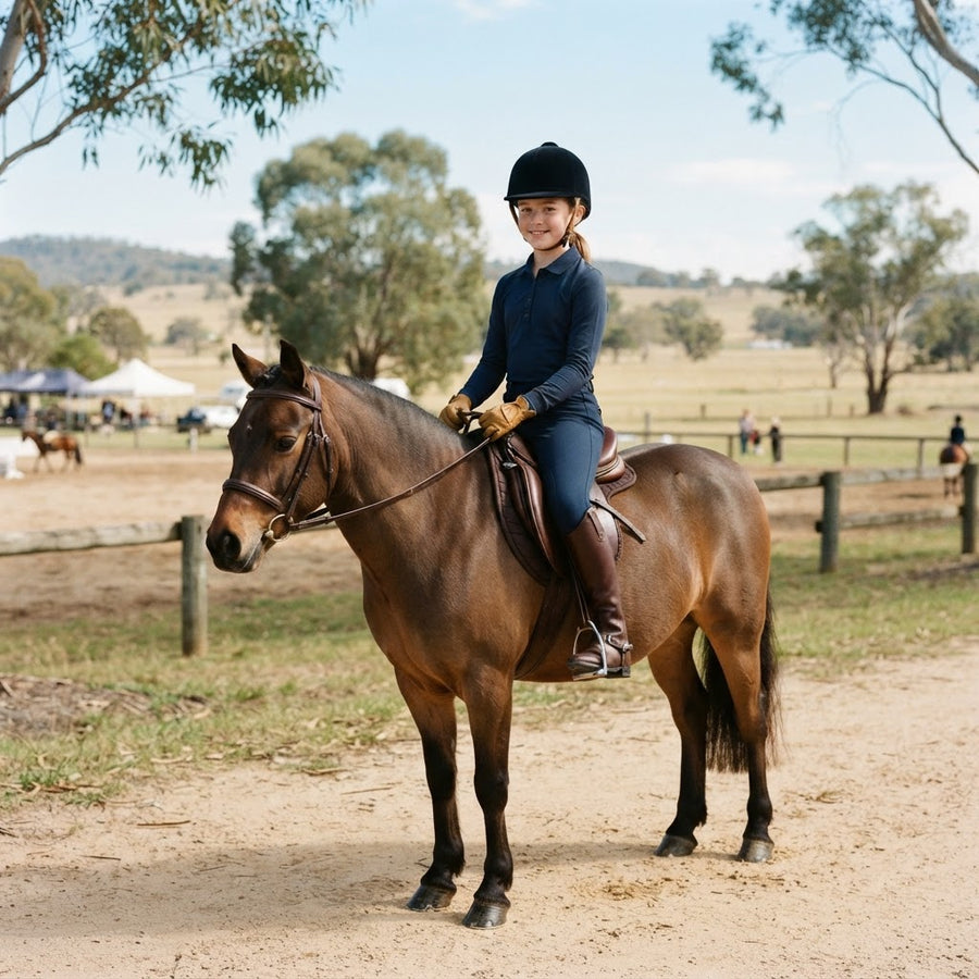 Young rider wearing kids jodhpurs and helmet on a pony — top 10 kids riding clothes for 2026-2027
