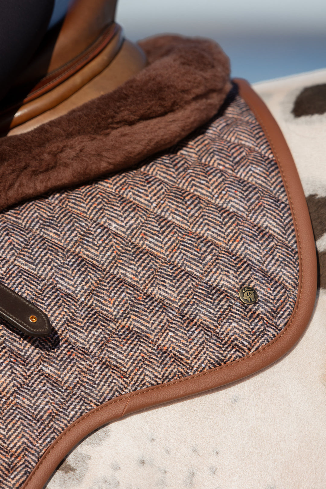 Sixteen Cypress
 Close Contact Saddle Pad, Herringbone & Cognac