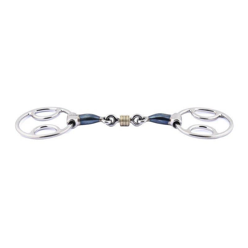 French mouth blue steel Beval bit with copper rings