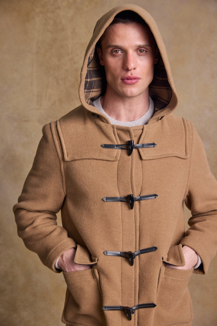 Jack Murphy Clothing - Alex Wool Duffle Coat - Camel - Tweed