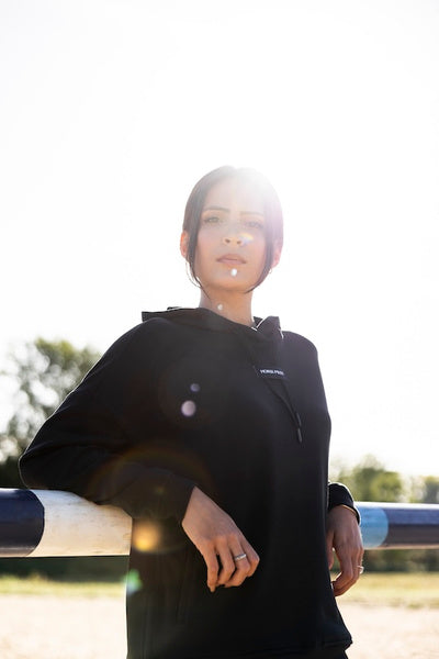 Hooded riding sweatshirt