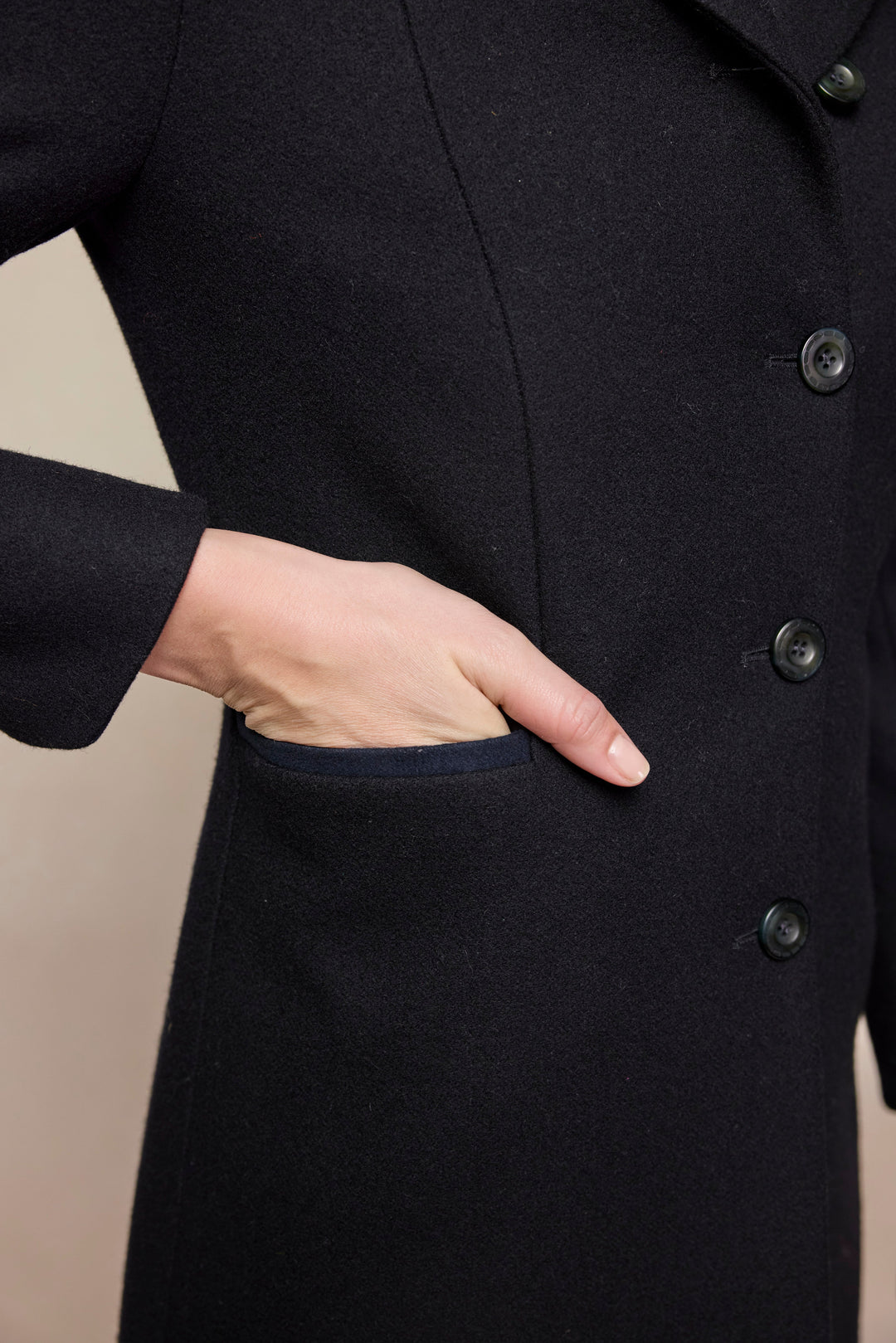 Isabella Tweed Coat - Black Melton