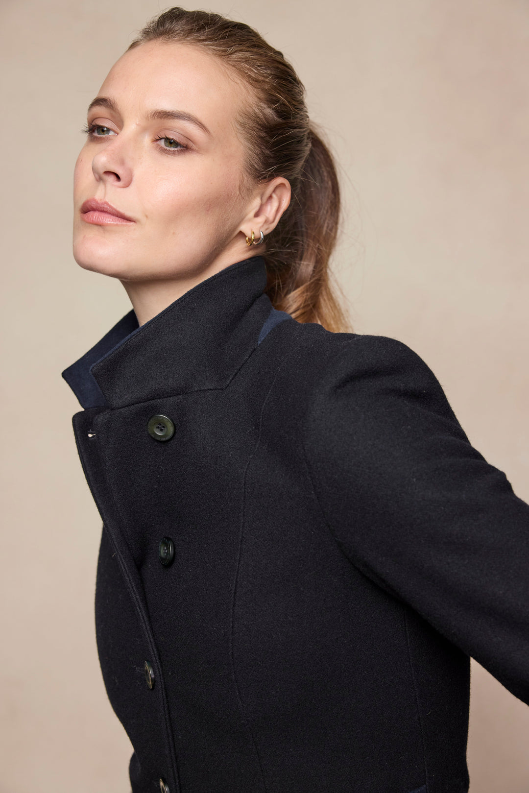 Isabella Tweed Coat - Black Melton