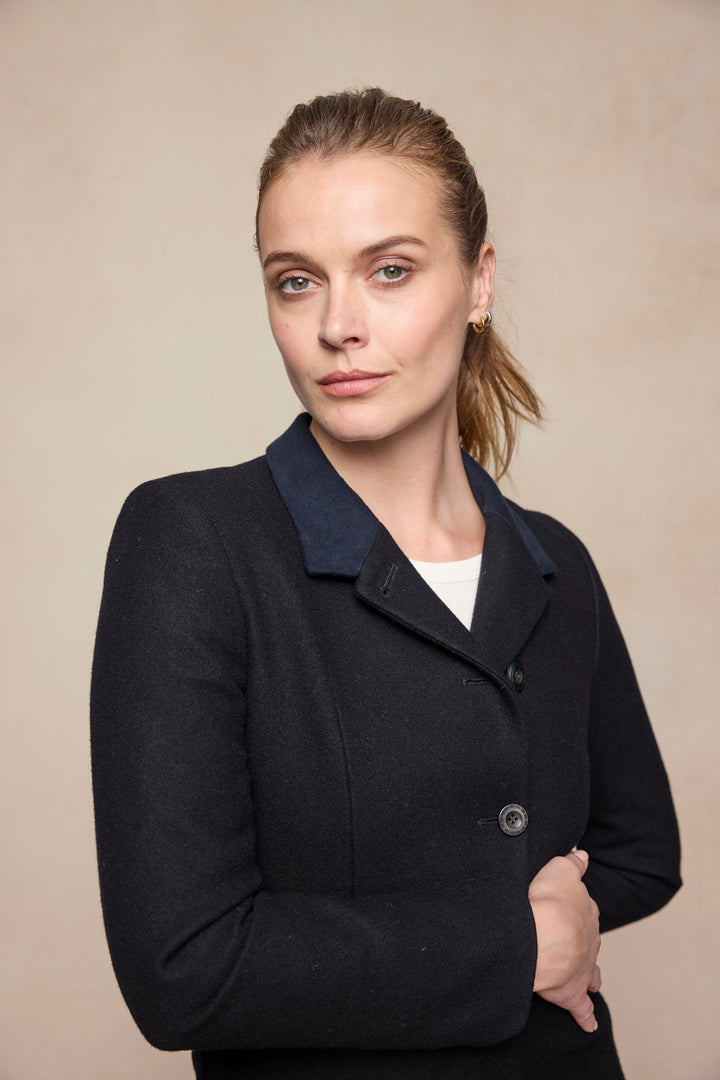 Isabella Tweed Coat - Black Melton