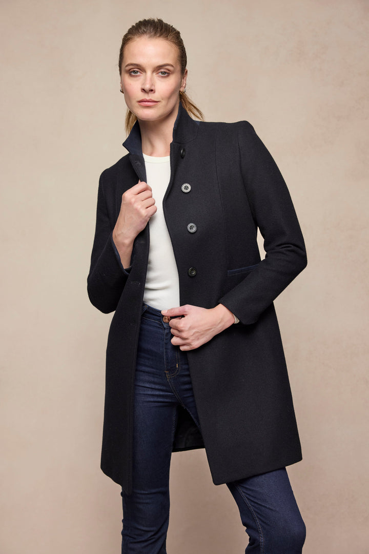 Isabella Tweed Coat - Black Melton