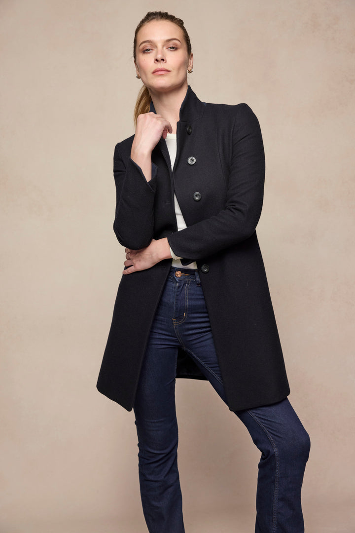 Isabella Tweed Coat - Black Melton