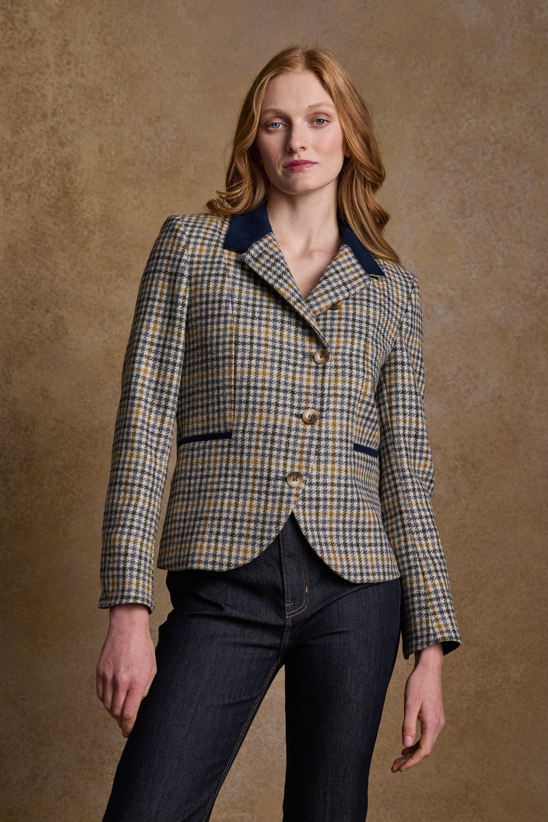 Jack Murphy Ireland - Sasha Tweed Jacket - Saffron Cobalt Check - Tweed