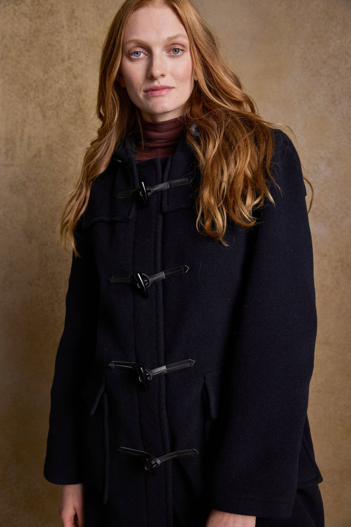 Alex Wool Duffle Coat - Navy