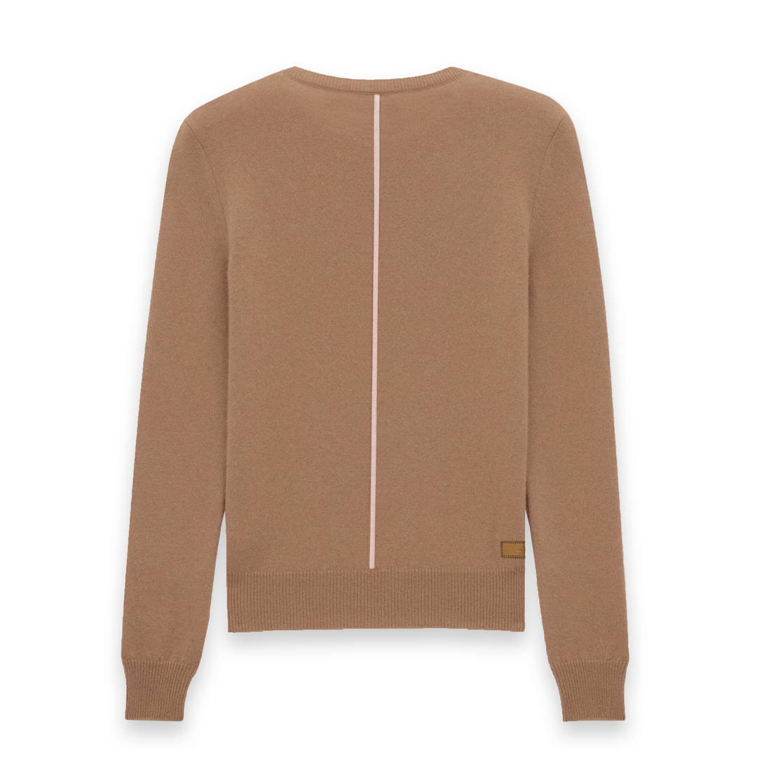 Cashmere Blend Crewneck Sweater: Caramel