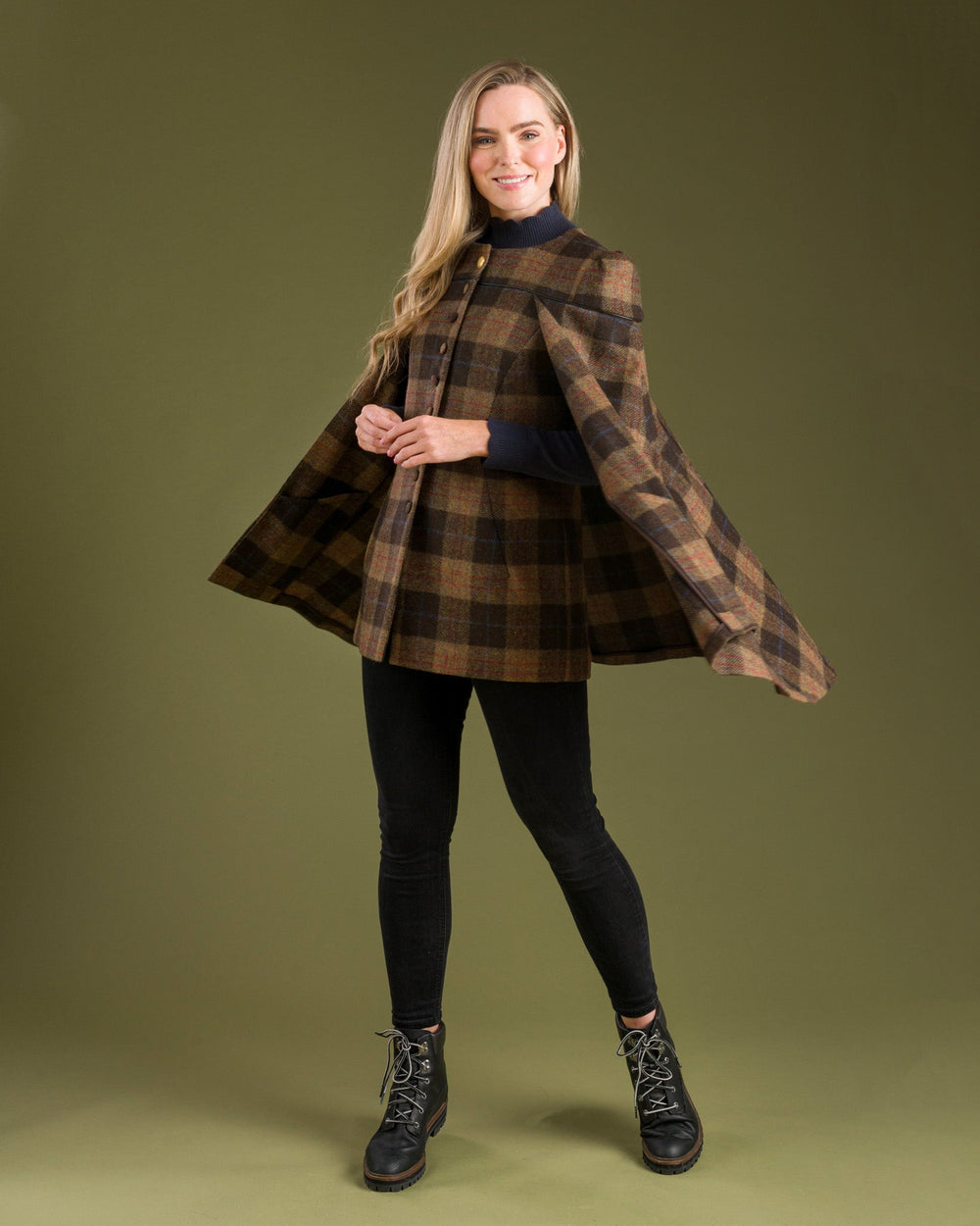 Jack Murphy Ireland - Aisling II Tailored Cape - Auburn Check - Tweed