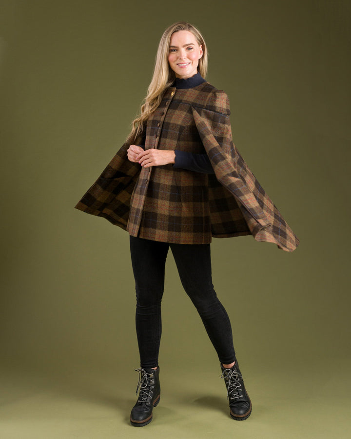 Jack Murphy Ireland - Aisling II Tailored Cape - Auburn Check - Tweed