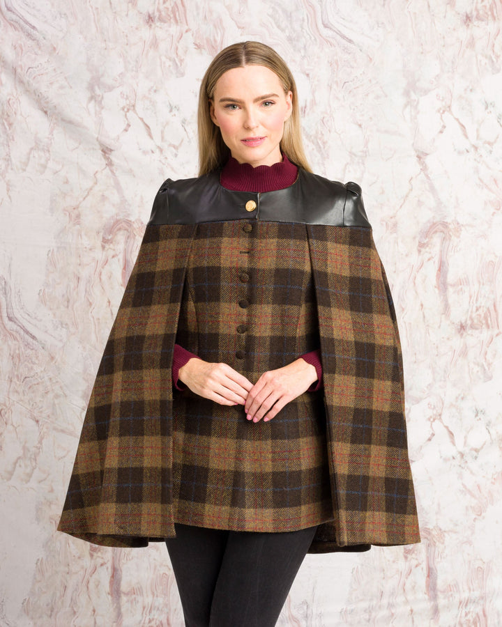 Jack Murphy Ireland - Aisling Tailored Cape - Auburn Check - Tweed