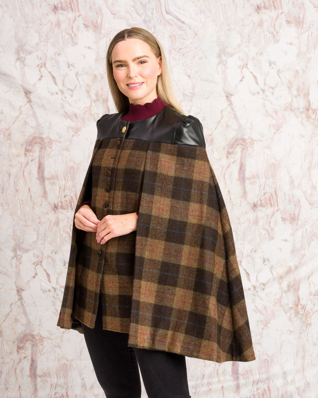 Jack Murphy Ireland - Aisling Tailored Cape - Auburn Check - Tweed