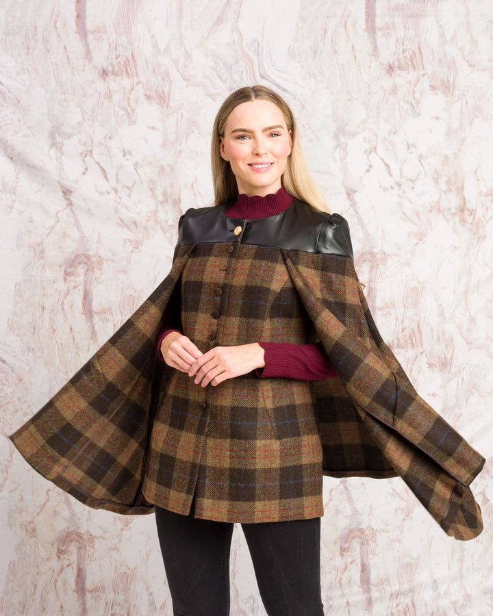 Jack Murphy Ireland - Aisling Tailored Cape - Auburn Check - Tweed