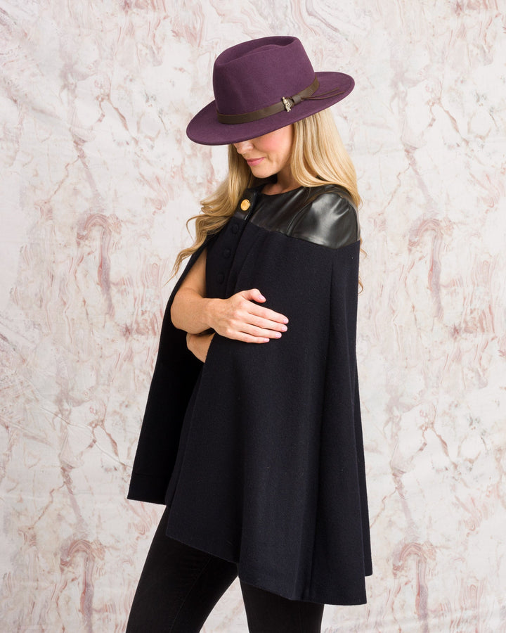 Jack Murphy Ireland - Aisling Tailored Cape - Deep Navy Melton - Tweed
