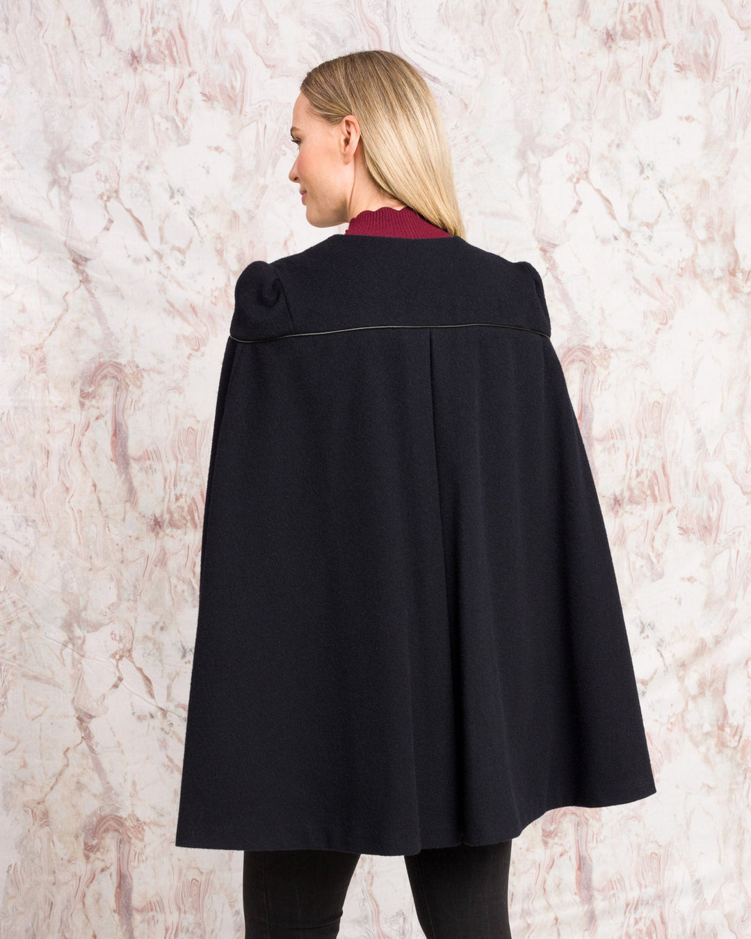 Jack Murphy Ireland - Aisling II Tailored Cape - Deep Navy Melton - Tweed