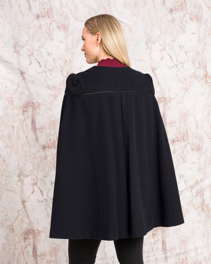 Jack Murphy Ireland - Aisling II Tailored Cape - Deep Navy Melton - Tweed