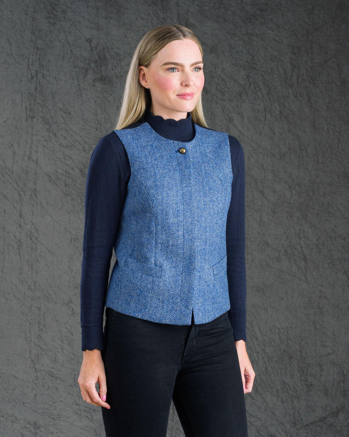 Jack Murphy Ireland - Eva Tweed Waistcoat - Light Blue Herringbone - Tweed