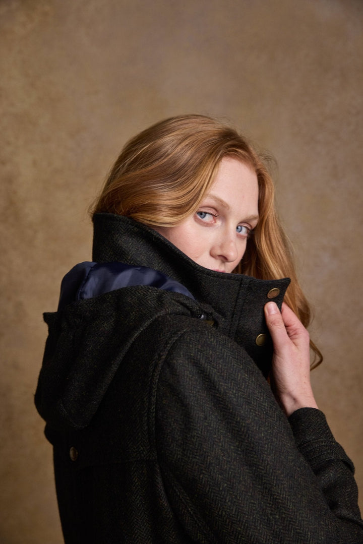 Jack Murphy Ireland - Abbie Tweed Coat - Deep Green Herringbone - Tweed