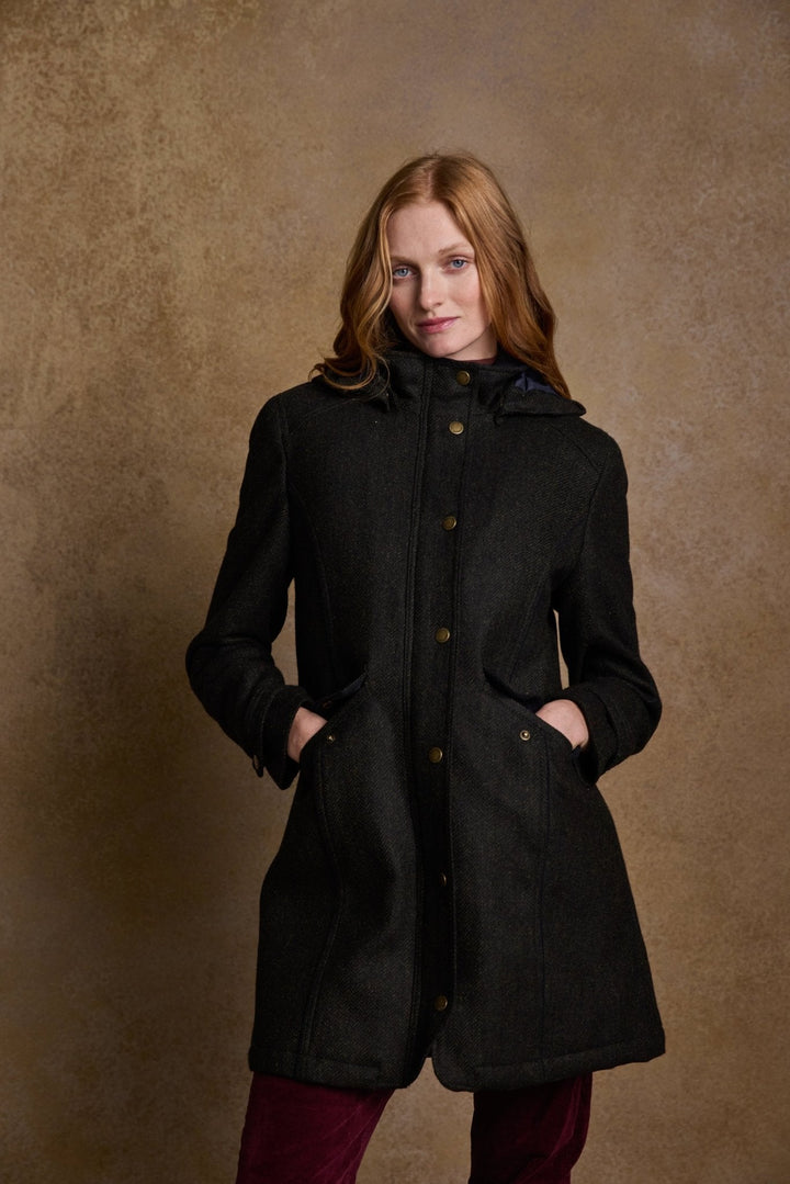 Jack Murphy Ireland - Abbie Tweed Coat - Deep Green Herringbone - Tweed