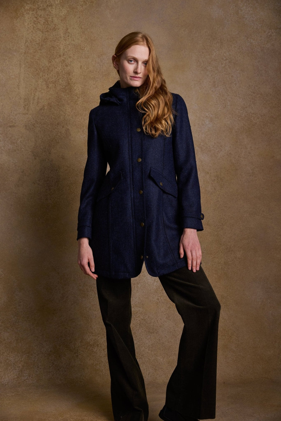 Jack Murphy Ireland - Abbie Tweed Coat - Navy Herringbone - Tweed