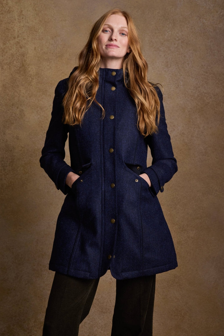 Jack Murphy Ireland - Abbie Tweed Coat - Navy Herringbone - Tweed