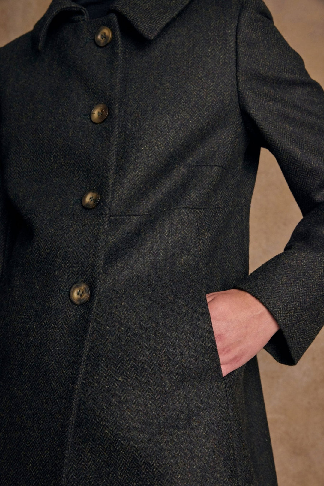 Jack Murphy Ireland - Aimee Tweed Coat - Deep Green Herringbone - Tweed