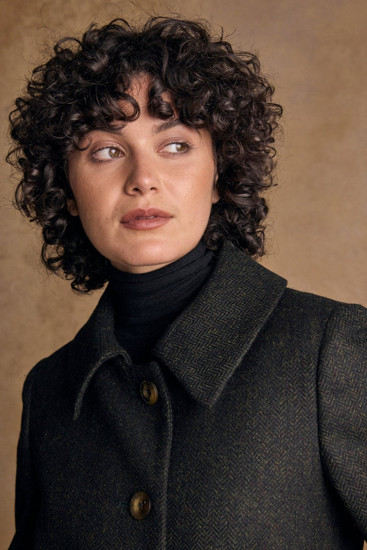 Jack Murphy Ireland - Aimee Tweed Coat - Deep Green Herringbone - Tweed