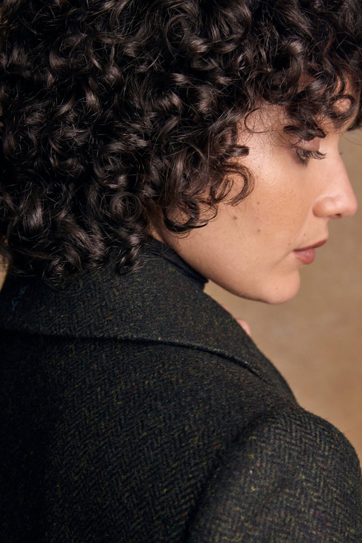 Jack Murphy Ireland - Aimee Tweed Coat - Deep Green Herringbone - Tweed