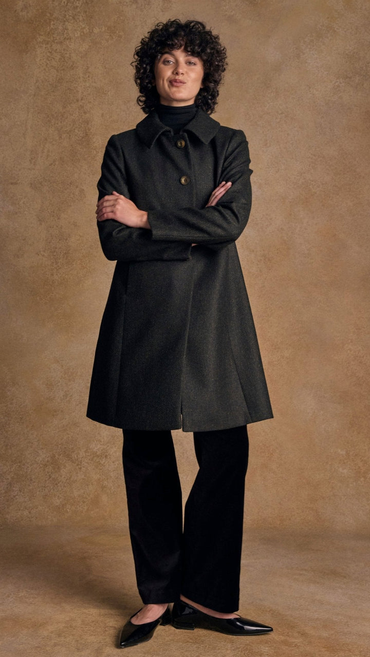 Jack Murphy Ireland - Aimee Tweed Coat - Deep Green Herringbone - Tweed