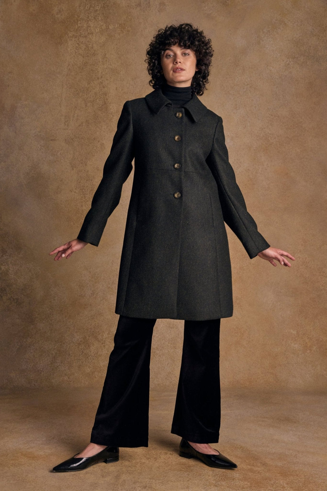 Jack Murphy Ireland - Aimee Tweed Coat - Deep Green Herringbone - Tweed