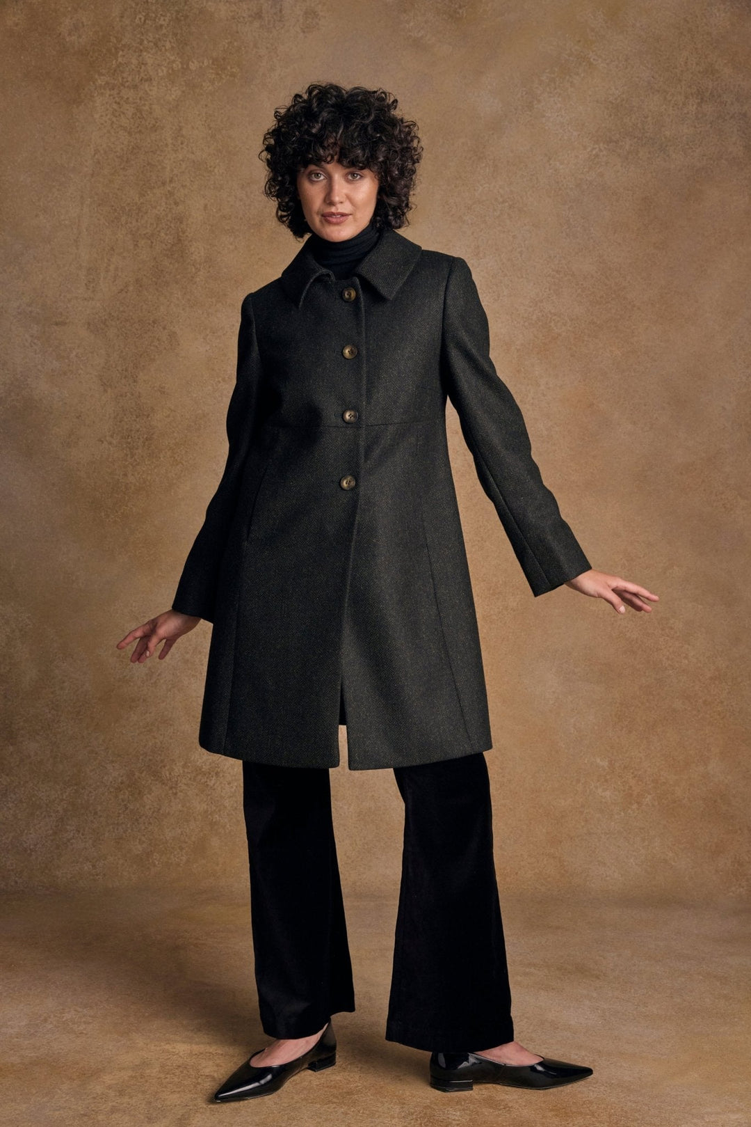 Jack Murphy Ireland - Aimee Tweed Coat - Deep Green Herringbone - Tweed
