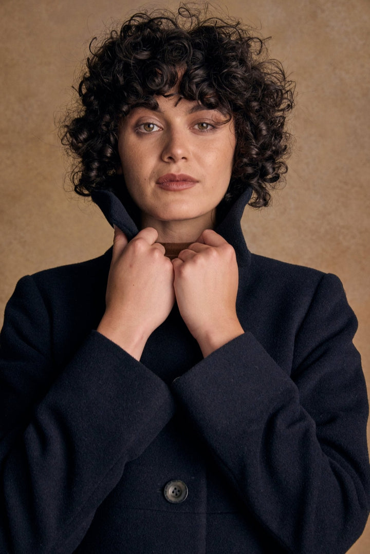 Jack Murphy Ireland - Aimee Wool Coat - Navy Melton - Tweed