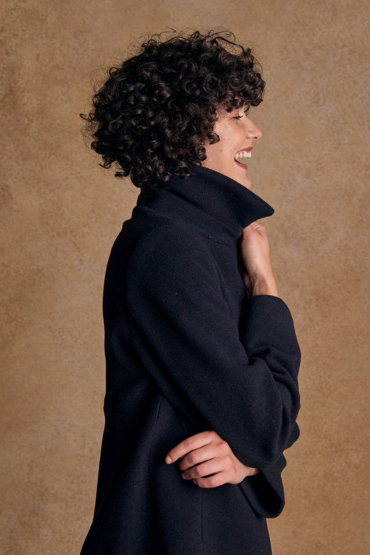 Jack Murphy Ireland - Aimee Wool Coat - Navy Melton - Tweed