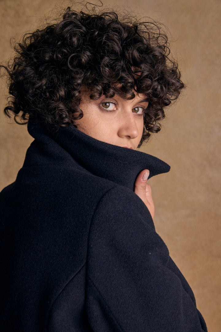 Jack Murphy Ireland - Aimee Wool Coat - Navy Melton - Tweed