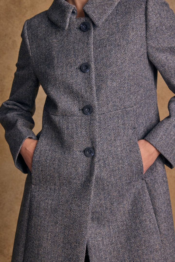 Jack Murphy Ireland - Aimee Tweed Coat - Denim Herringbone - Tweed