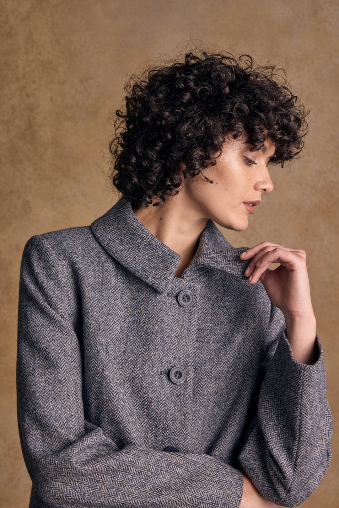 Jack Murphy Ireland - Aimee Tweed Coat - Denim Herringbone - Tweed