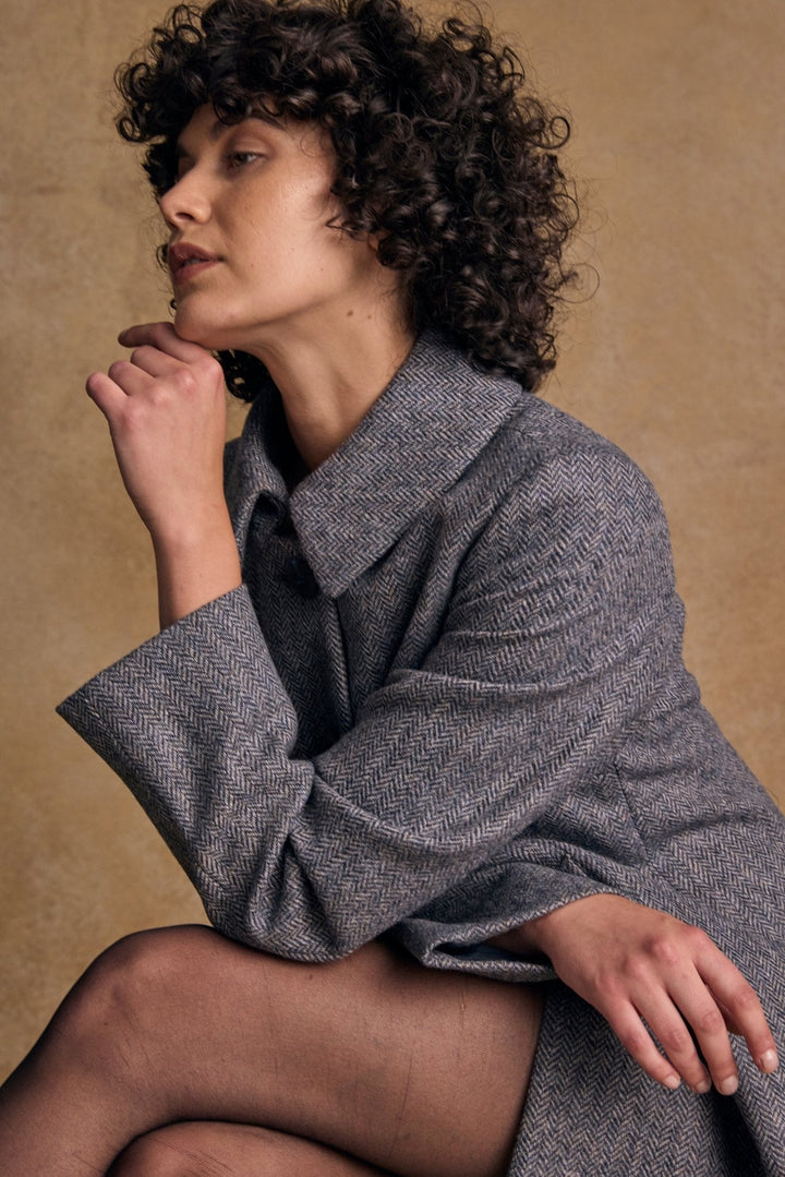 Jack Murphy Ireland - Aimee Tweed Coat - Denim Herringbone - Tweed