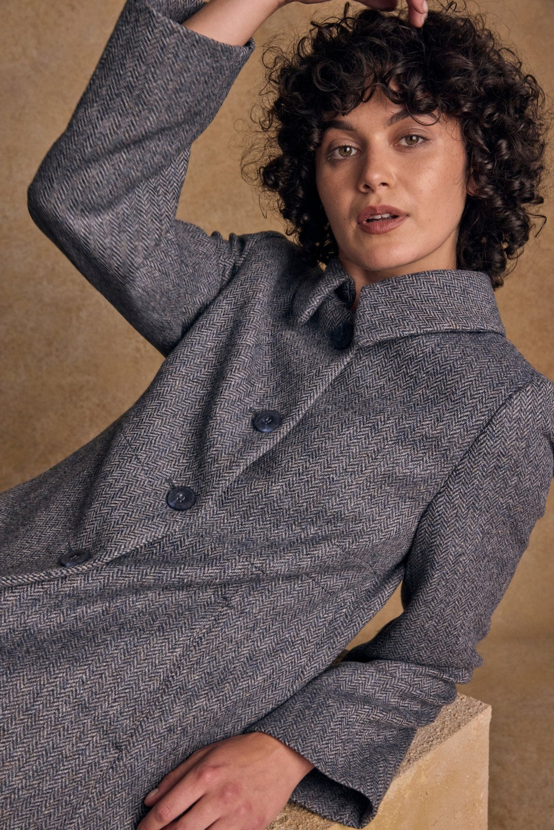 Jack Murphy Ireland - Aimee Tweed Coat - Denim Herringbone - Tweed