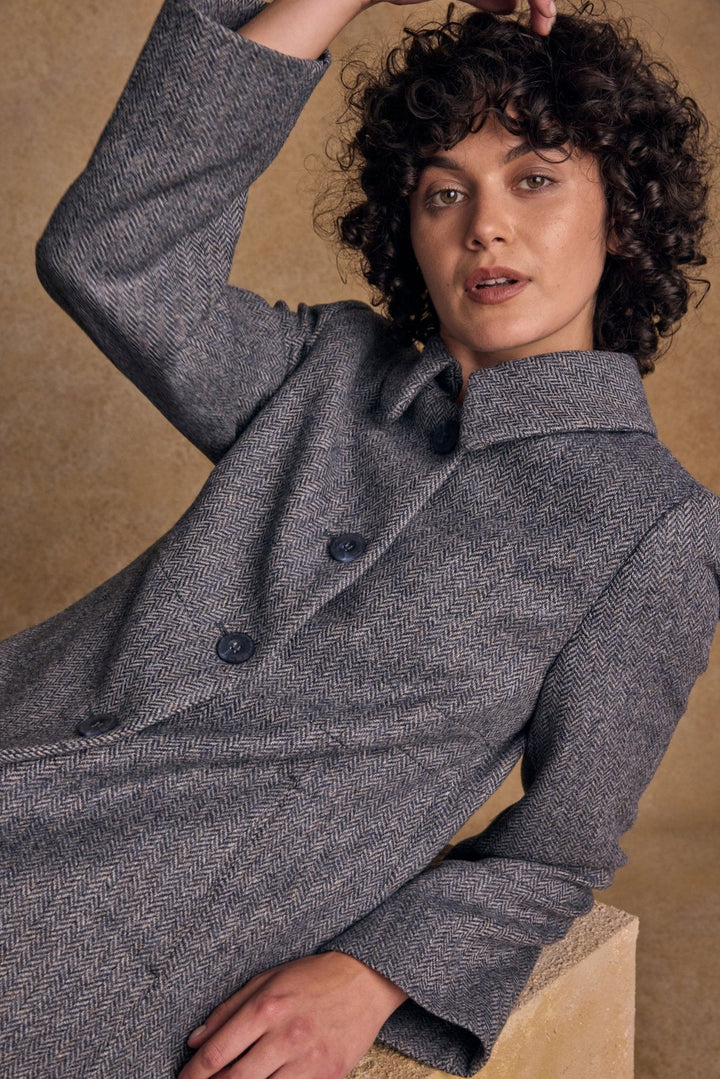 Jack Murphy Ireland - Aimee Tweed Coat - Denim Herringbone - Tweed