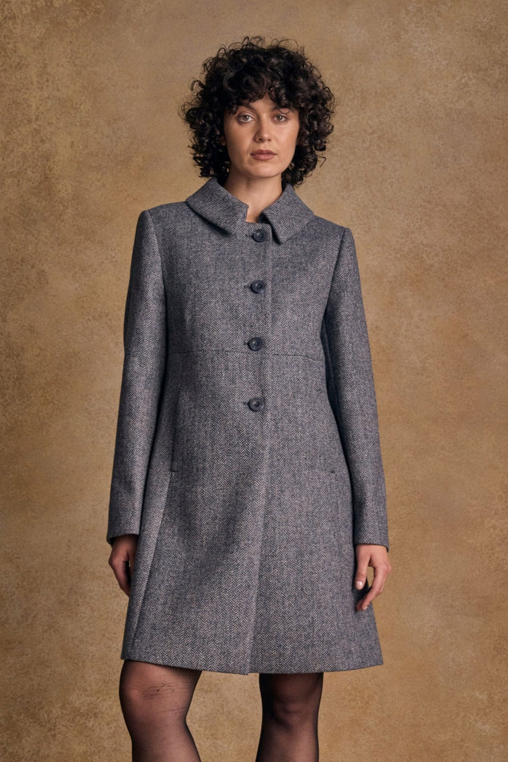 Jack Murphy Ireland - Aimee Tweed Coat - Denim Herringbone - Tweed