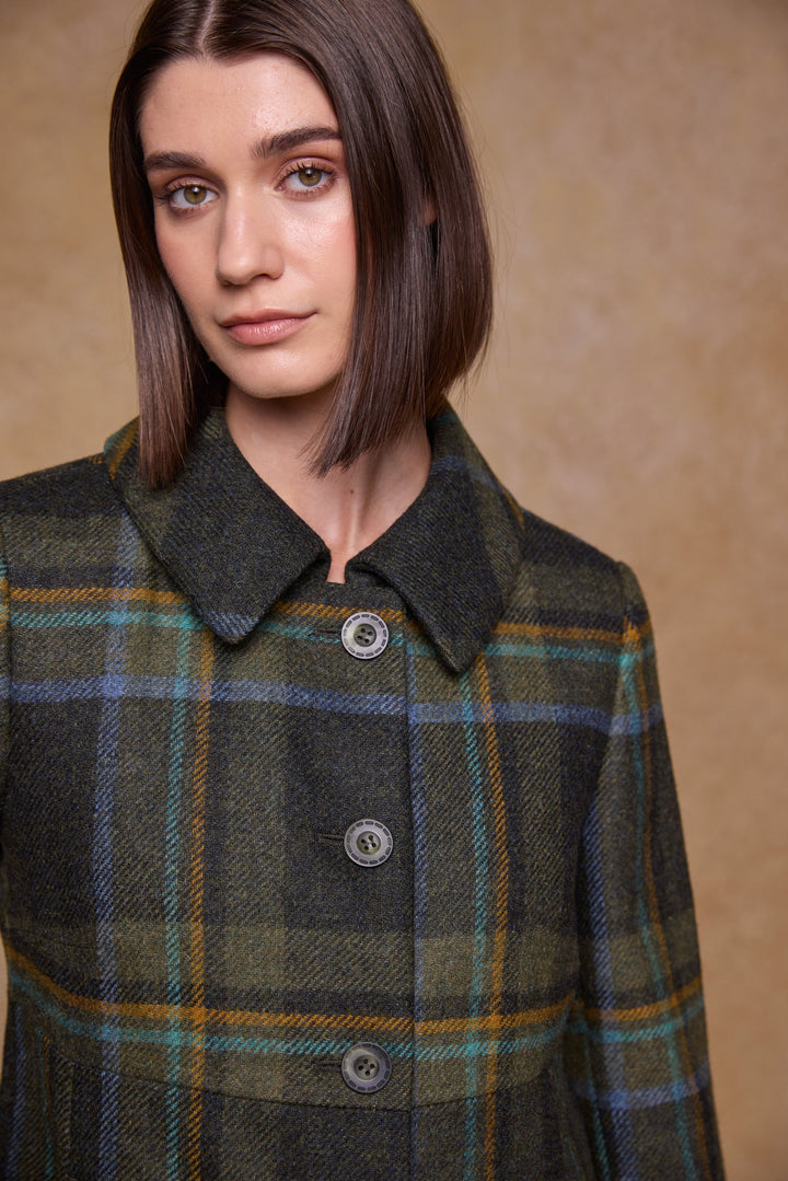 Aimee Tweed Coat - Sage & Emerald Check