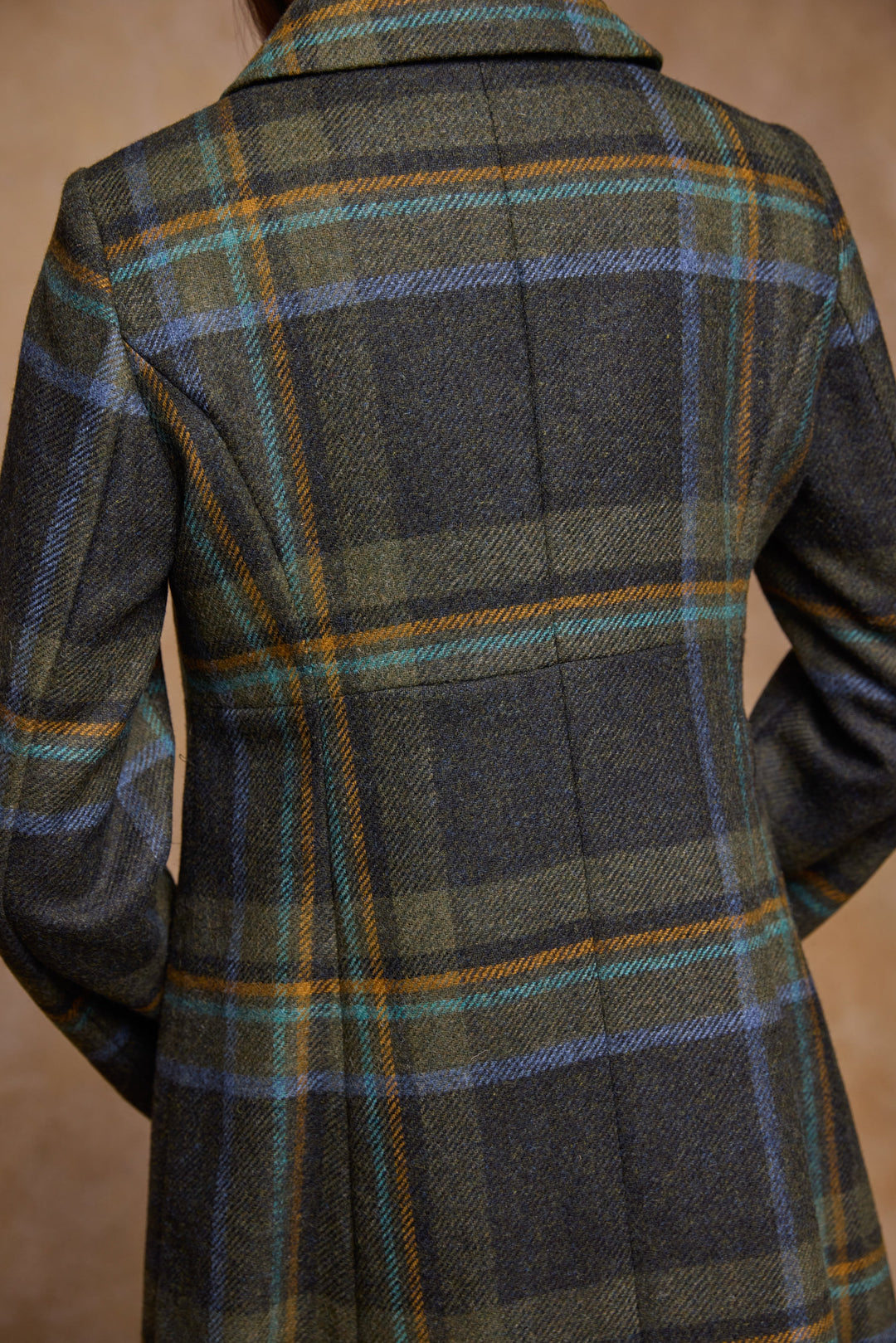 Aimee Tweed Coat - Sage & Emerald Check