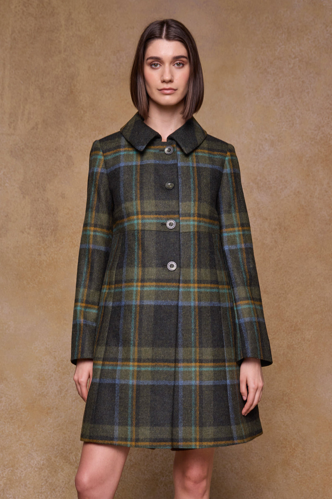 Aimee Tweed Coat - Sage & Emerald Check