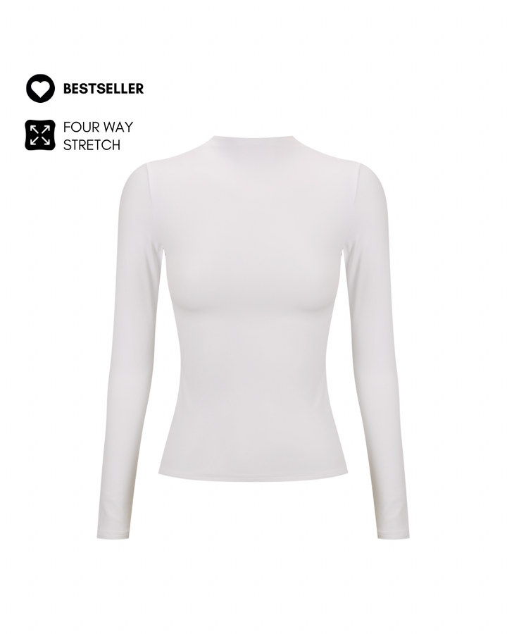 Laura Mock Neck in White
