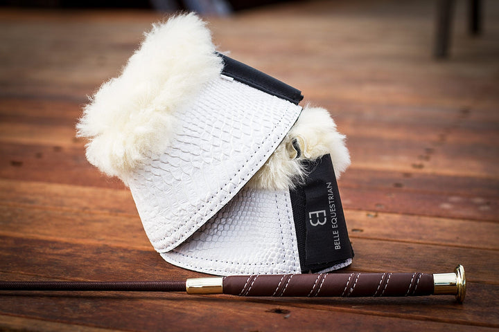 Duchess Bell Boots with 100% lambswool trim - White